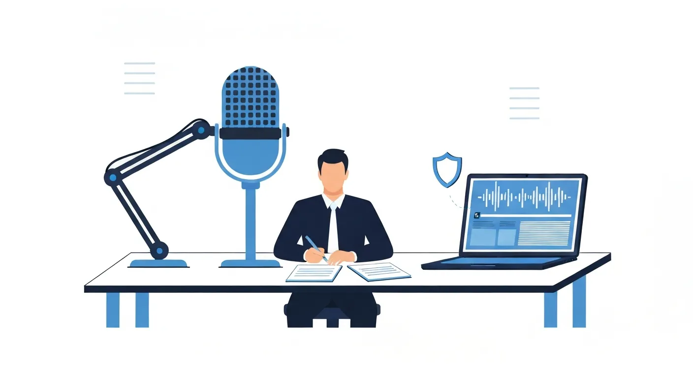 ジャーナリストのためのプライベートAIワークフロー:ローカル文字起こしで情報源を保護 — 概要図